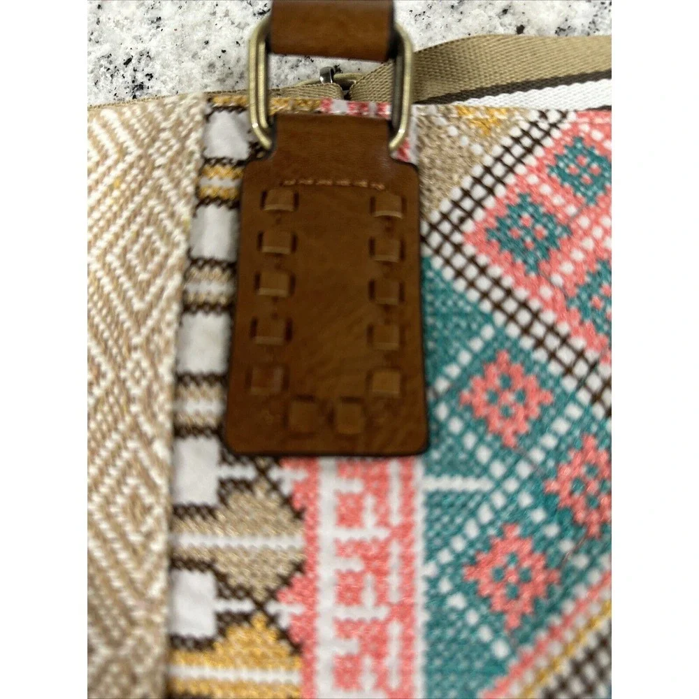 Jen & Co JoJo Satchel Aztec Woven Printed‎ Handbag w/Vegan Leather Trim